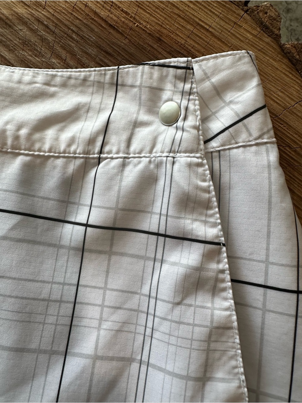 White Plaid Wrap Skort  with Snap Closure